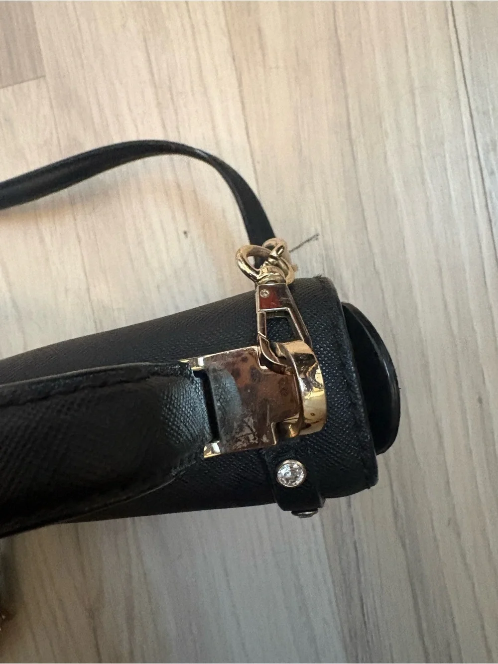 kate spade black stud-embellished crossbody with top handle